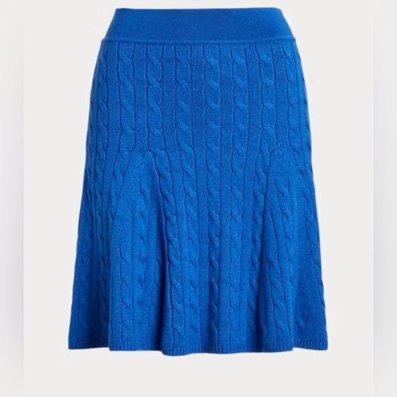 Ralph Lauren NWOT Cable Knit Wool-Cashmere Skirt | Large | Blue - Picture 4 of 8